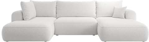 Selsey Sofa Ecksofa Eckcouch Schlafsofa Couch Mit Stauraum Schlaffunktion Pflegeleicht Polyurethanschaum U Form Links OVO Grau Boucle Abriamo