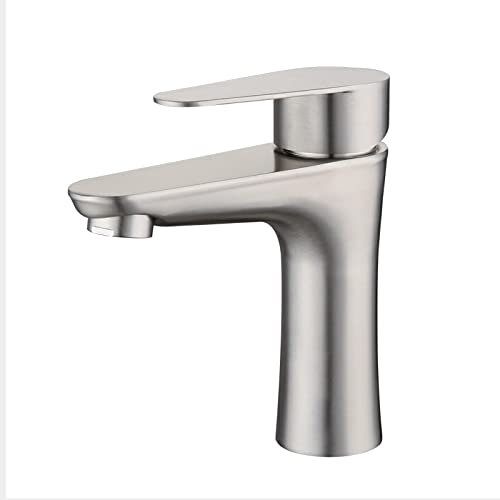 UANGLI Robinet for lavabo de Salle de Bain = mitigeur de lavabo en Nickel brossé mitigeur de lavabo en Acier Inoxydable Chaud et Froid