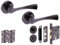 HANDLEZONE® Zena Door Handles on Rose Bathroom Lock Pack with Ball Bearing Hinges - Black Nickel