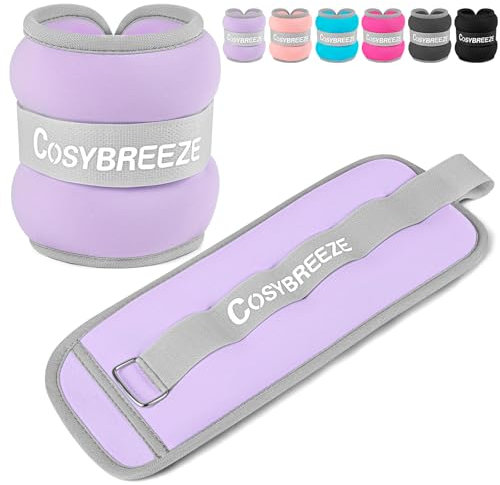 Ankle Weights 1 KG 1 Pair Wrist Leg Arm Weights for Women Men, Strength Weighted for Walking, Running, Jogging, Fitness, Gym Workout - Light Purple