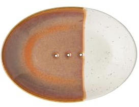 Seifenschale Rustic, oval aus Keramik terrakotta mit Löchern für den Wasserablauf 14 x 9,5 cm