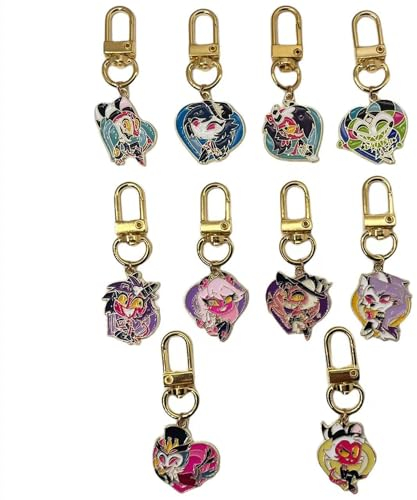 MayDee Hellu Boss Schlüsselanhänger Helluva Chibi Figur Anhänger, 10 Metal Schlüsselanhänger Für Fans