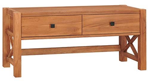 ShCuShan TV-Schrank 100x40x45 cm Teakholz Low Board Tv Kommode Fernseher Schrank