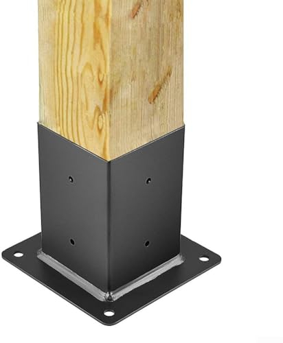 4x4inch Wood Fence Pergola Post Base Brackets, Carbon Steel Pergola Bracket, Pergola Bracket Vertical Angle Corner Wood Post for Gazebos