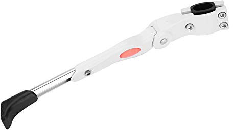 ZAWELIYO Aluminum Alloy Bike Kick Stand, Adjustable Length, Red Warning Sign, Fits 20 24 26 Mountain Bike and Road Bicycle, Suitable for Traveling (White)
