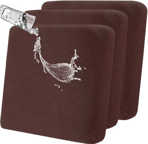 Stretch Sitzkissen Sofabezug Rutschfest Sitzkissenbezüge: 3 Stück moderne Couchkissenbezug wasserabweisende Gartenkissen superweiche Couchkissen Schonbezüge geeignet für Sessel, Sofasitzbezug (Kaffee)