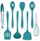 Homikit Küchenhelfer Set, 8-Teiliges Silikon Küchenutensilien Kochbesteck Set mit Pfannenwender, Hitzebeständiger Kochutensilien Kochgeschirr zum Kochen, Gesund & Antihaft, Spülmaschinenfest, Blau