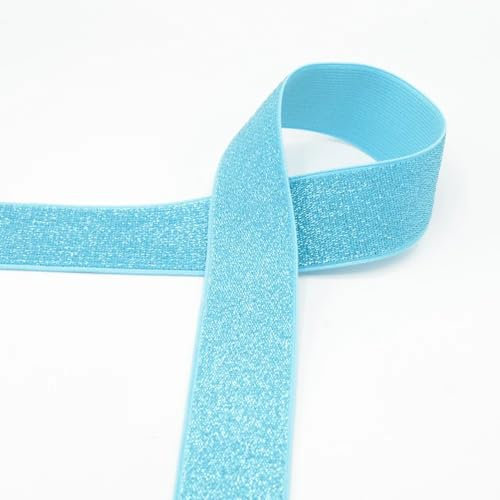 Gummiband Glitzer 40 mm – elastisches Band in 11 Farben – Gummilitze für Kleidung, Accessoires, DIY & Nähen – hochwertig & vielseitig einsetzbar (ashley blue)