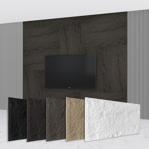 HEXIM Steinoptik Felsen Platten 120x60cm PU Wandverkleidung 0,73qm 3D Paneele Bruchstein Dekor Wandpaneele Wanddeko Steinplatte Felswand Wohnzimmer Innenwand grau (A002-04 Grey)