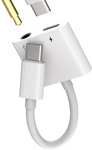USB C to 3.5mm Jack Headphone Adapter 2in1 DAC Type C Audio Charger Splitter Aux Cable for iPhone15 16 Pro Max compatible for Samsung for Apple iPad Port Dongle Earphone Adaptor Car Charging Converter