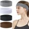 4 Stück Yoga Haarbänder, Sport Stirnbänder, Stirnbänder Damen, Elastische Haarbänder, rutschfest Haarband Damen Sport, Sport Haarband für Yoga, Sport Laufen Exercise (Schwarz, Weiß, Grau, Braun)