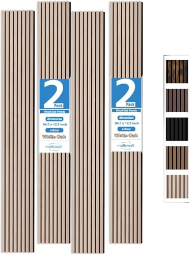 Panel de pared de listones de madera, fácil instalación para decoración de pared interior, versátil, diseño acanalado acústico mejorado y a prueba de sonido, adecuado para el hogar y la oficina (roble