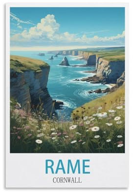 Rame Cornwall Vintage-Reiseposter, 40 x 60 cm, Leinwandkunst, Poster und Wandkunst, Bilddruck, moderne Familienschlafzimmer-Dekoration
