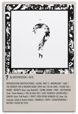 CYNOSKY XXXTentacion HD-Album-Poster - Pop-Sänger, Song-Leinwanddruck, Kreative Wandkunst, Deko für Heimbüro, Ästhetische Dekoration, 30 x 45 cm, Ungerahmt
