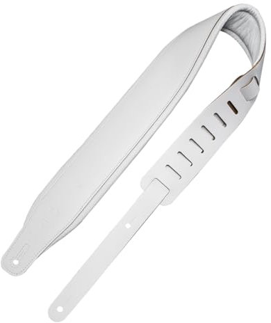 Levy's Leathers Amped Leather Series Gitarrengurte aus genarbtem Leder, 7,6 cm breit, Weiß (M26PD-WHT_WHT)