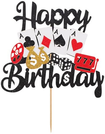 Casino Kuchenaufsatz, Alles Gute zum Geburtstag Pokerspiel Kuchenaufsatz Casino Themen Kuchendekoration für Las Vegas Casino Nacht Motto Geburtstagsparty Zubehör