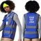 AYKRM Gilets haute visibilité femme Bleu imprimés personnalisés Fermeture à glissière Gilet de sécurité réfléchissant personnalisé femme