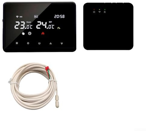 Zilimontt Kit de termostato inteligente inalámbrico, termostato inteligente WiFi con receptor RF, programable semanalmente, control de voz y aplicación, para caldera de gas/calefacción de agua