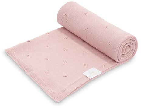MAYLILY Babydecke merinowolle 80x100 cm – 100% Merino Wolle – Hergestellt in EU – Handgefertigt – Hypoallergen – Temperaturregulierend für Sommer und Winter – Leicht und transportfreundlich – Rosa