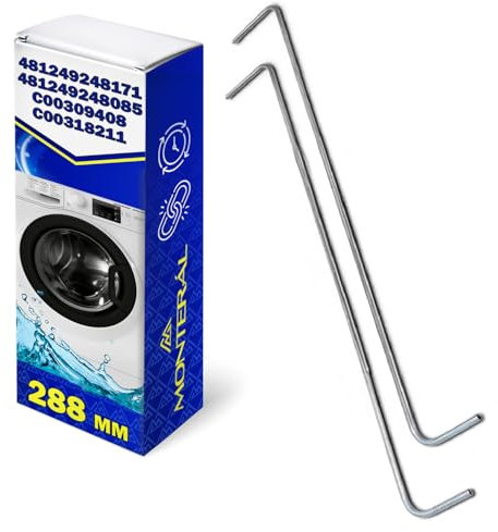 Couvercle Charnière Ressort 288 mm Lave Linge Chargement par le Haut avec Code Original C00309408 C00318211 481249248171 481249248085 pour Indesit pour Whirlpool - Garantie de 10 Ans - MONTERAL