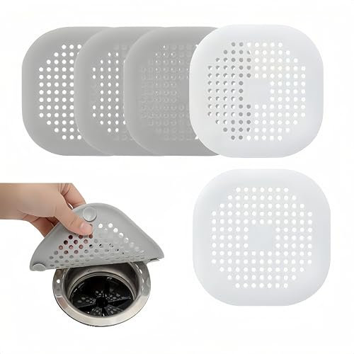 5Pcs Haarsieb Dusche- Premium Silikon Abflusssieb mit Saugnäpfen - Für Dusche, Badewanne & Spüle - Verhindert Verstopfungen - BPA-frei & kalkresistent - Einfach zu reinigen (10cm Durchmesser)