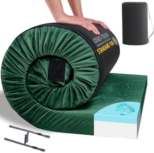 HomeMate CertiPUR-US Memory Foam Camping Matratzenauflage Tragbare Aufrollmatratze für Erwachsene Isomatte Kinderbett Matratzenauflage Auto Zelt Bodenmatratze Abnehmbarer wasserdichter Bezug