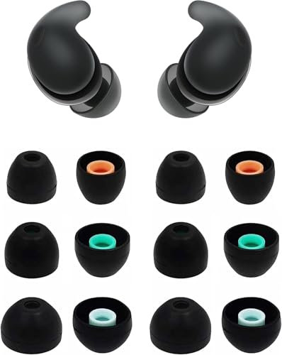 Rqker Eartips Compatible with Sony Linkbuds Fit Earbuds, 6 Pairs S/M/L Sizes Soft Silicone Ear Tips Replacement Earbuds Tips, Compatible with Sony Linkbuds Fit 6 Pairs Black