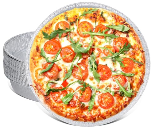 12 Inch Aluminum Pizza Pans, Disposable Round Foil Pizza Pan Trays, Oven & Freezer Safe Disposable Pizza Pan for Baking, Serving, Catering & Parties （25 Pack）