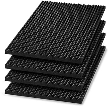 GUARDIQUE Noppenschaumstoff - Profi Akustik - und Schutzschaumstoff | 4er Pack | für Raumakustik, Schallschutz, Schalldämmung, Boxen, Verpackung & als Schaumstoffeinlage | 600 x 500 mm | Schwarz