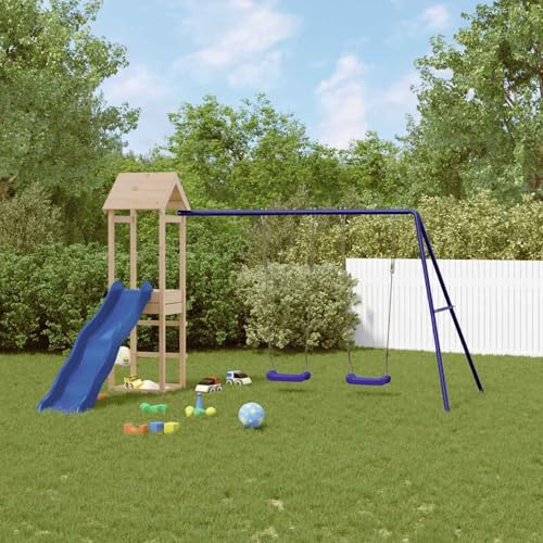 Gecheer Set de Parque Infantil de Madera, con tobogán y Dos Columpios, Torre de Juegos y Estructura Robusta, de Pino Macizo, para jardín y niños de 3 a 8 años