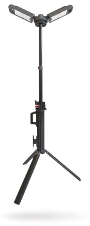 NEBO 4K 2‑Head Tripod Light – 4000‑Lumen Rechargeable Hybrid‑Power Dual‑Head Work Light with 280° Swivel, 90° Rotation, 2m Height Adjustment, Carry Bag & Site‑Compliant AC Power