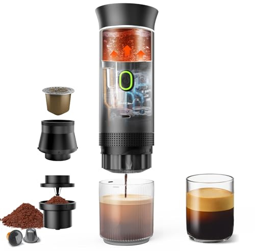 Innopower Cafetera de cápsulas para camping, autocalentamiento, 3 en 1, máquina de café espresso portátil