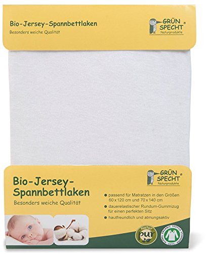 Grünspecht 657-00 Bio-Jersey-Spannbettlaken, GOTS, weiß