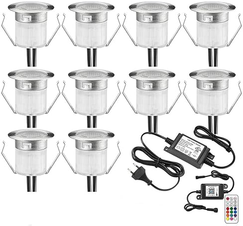 Lot de 10 Wifi Multicolore RGBWW(4 en 1) 0.6W Ø31mm Spot Encastrable Exterieur Dimmable Fonctionne Avec Alexa, Google Home,Spots LED Encastrable DC12V Etanche IP67