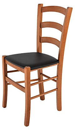 t m c s Tommychairs - Chair Venice suitable for Kitchen and Living Room, structure in beech wood, colour cherry tree and upholstered seat covered in artificial leather, colour black