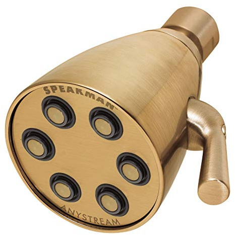 Speakman S-2252-BBZ Icon Anystream Multi-Function Adjustable Solid Brass Shower Head, 2.5 GPM, Brushed Bronze