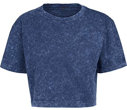 Ladies Acid Washed Cropped Tee - Farbe: Indigo White - Größe: XL