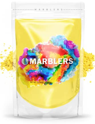 MARBLERS Yellow Mica Powder [Bright Yellow] 3oz (85g) | Cosmetic Grade | Epoxy Resin Pigment | Dye | Non-Toxic, Vegan, Cruelty-Free | Lip Gloss, Nails, Body Butter | Bath Bomb, Candle & Soap Making