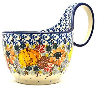 Polish Pottery Loop Handle Soup Bowl - Unikat Signature U4741