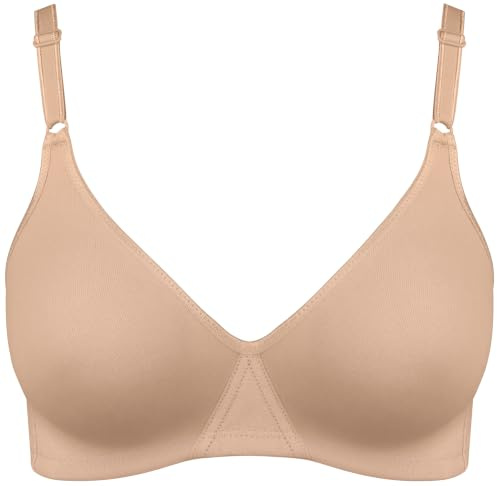 Nur Die Baumwoll BH bügelloser doppellagiger Softcup-BH Bra weich bequem unsichtbar nahtlos unter der Kleidung Damen