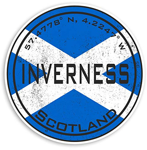 Inverness Lot de 2 autocollants en vinyle écossais Motif drapeau des Highlands 10 cm