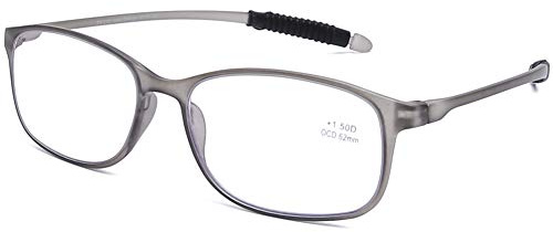 DOOViC Lesebrille Flexibel TR90 Extra Leicht mit Blaulichtfilter für Unisex | Rechteckig Computer Brille mit Stärke Lesehilfe für Herren/Damen (9 Farben)