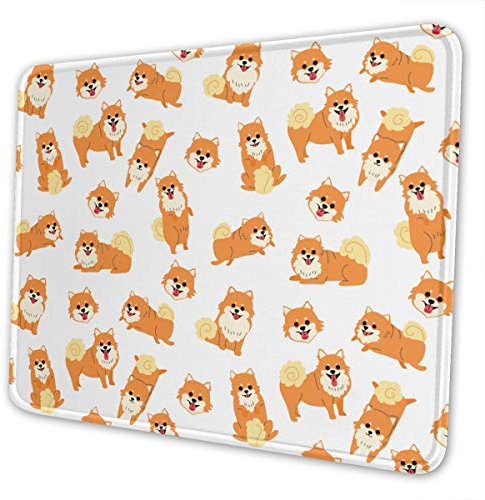 Tapis de souris avec bords cousus en caoutchouc antidérapant pour ordinateur portable, bureau et maison 10 x 12 inch 1 motif de poméranien.