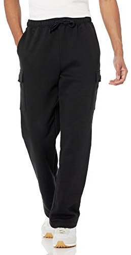 Amazon Essentials Pantaloni da Jogging Cargo da Uomo, Neri, L