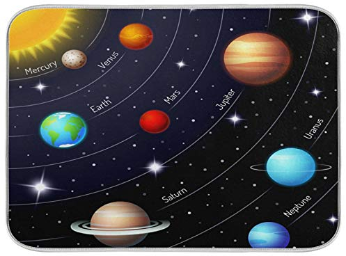 Wfrish Abtropfmatte für Küche Weltraum Sonnensystem Galaxy Nebel Abtropfmatte 45,7 x 61 cm saugfähig Geschirrmatte Abtropfmatte Geschirrabtropfgestell Gestell Matten Küchenzubehör