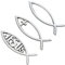 SUPERFINDINGS 3Stk Silber Aufkleber Jesus Christ Fisch Und Kreuz Selbstklebende Metall Optic Decal Abzeichen Emblem 3D Auto Aufkleber Fisch Für Autofenster Laptops Gepäck Kühlschrank, 140x46x6mm