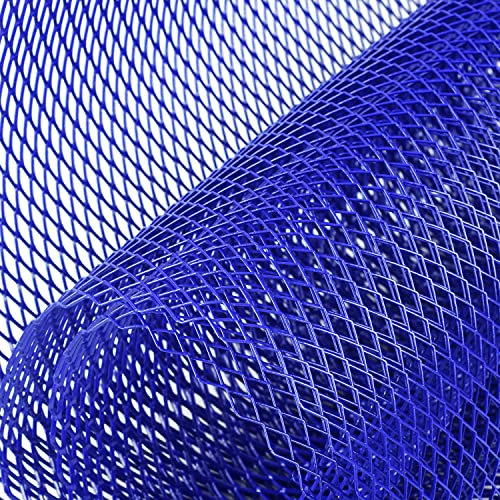 AggAuto 100×33cm Azul Rejilla de carreras, Tamaño del Rómbico de 6×12mm, rejilla estirada de aleación de aluminio, ajuste universal rejilla del radiador del automóvil