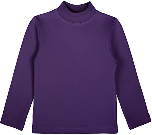 Lilax Girls' Basic Long Sleeve Mock Turtleneck Cotton T-Shirt 3T Purple