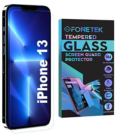 Fonetek® To Fit iPhone 13, TEMPERED GLASS 9H Hardness LCD Screen Protector Guard Case Cover for Apple iPhone 13