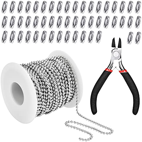 ANTHYTA Kugelkette Edelstahl 2.3MM*15M Ketten Selber Machen Schmuckherstellung Ketten Edelstahlkette Meterware Schmuckzange Kugel Kette Gliederkette für DIY Schmuck Handwerk Schmuckherstellung